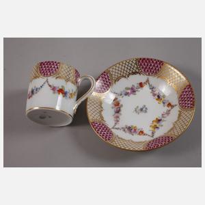 Nymphenburg drei Mokkatassen Jugendstil