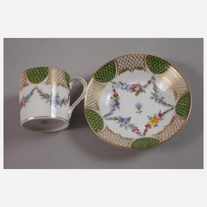 Nymphenburg drei Mokkatassen Jugendstil