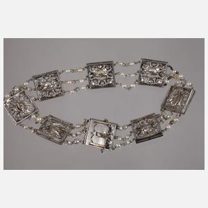 Feines Armband mit Perlen und Diamanten