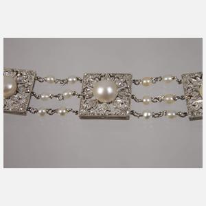 Feines Armband mit Perlen und Diamanten