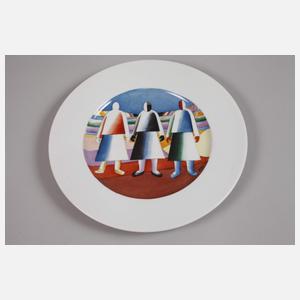 Suprematistischer Teller "Mädchen auf dem Feld“