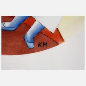 Suprematistischer Teller "Mädchen auf dem Feld“