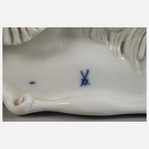 Meissen "Uhrgehäuse mit Jägerin und Hund"