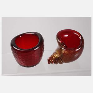 Vier Glasobjekte Murano