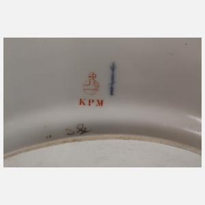 KPM Berlin Schüssel und zwei Platten Blumenmalerei