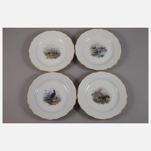 Meissen acht Speiseteller Geflügelmalerei