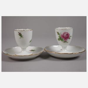 Meissen sechs Eierbecher "Rote Rose"