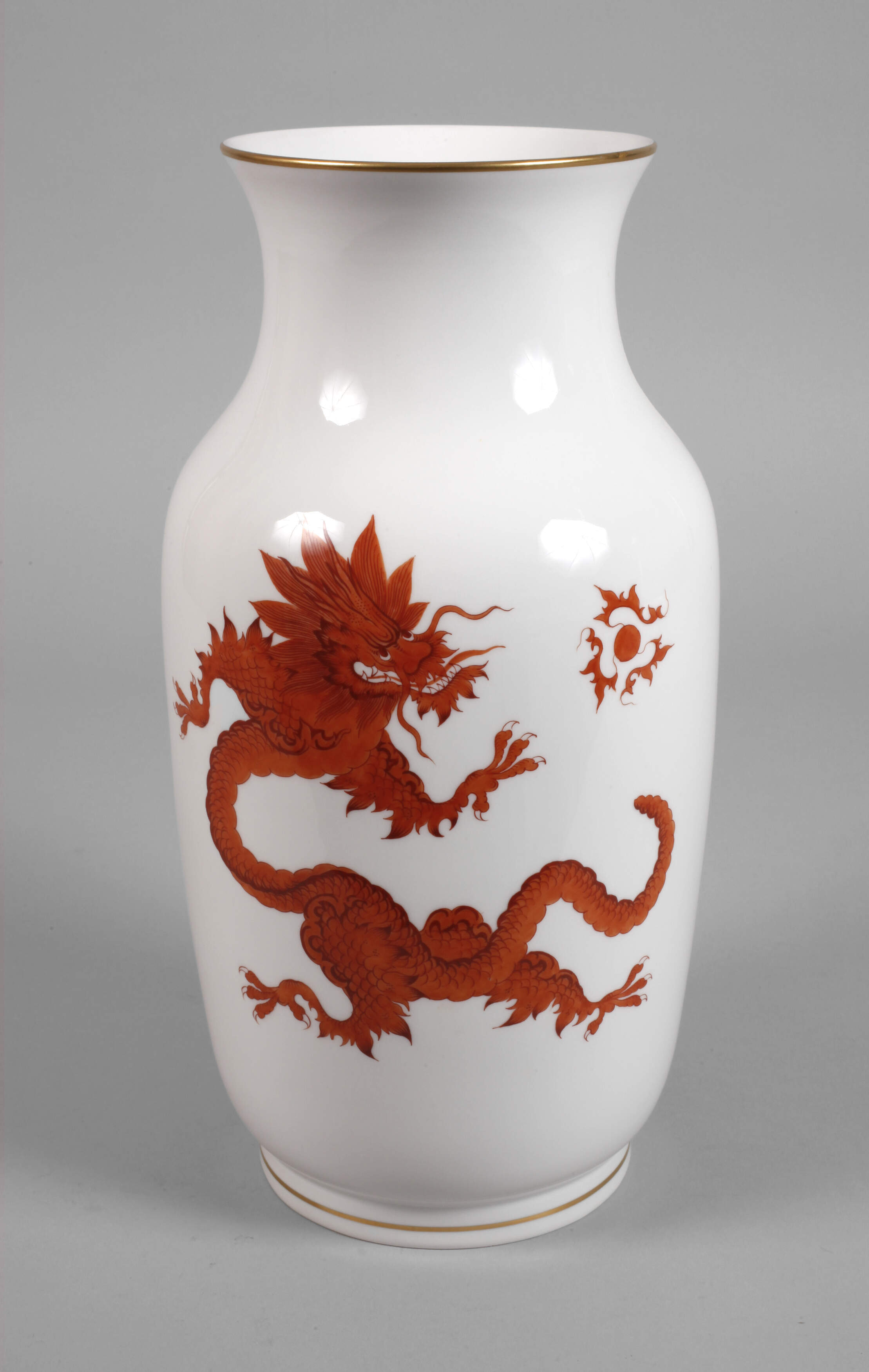 Meissen große Balustervase "Roter Mingdrache"