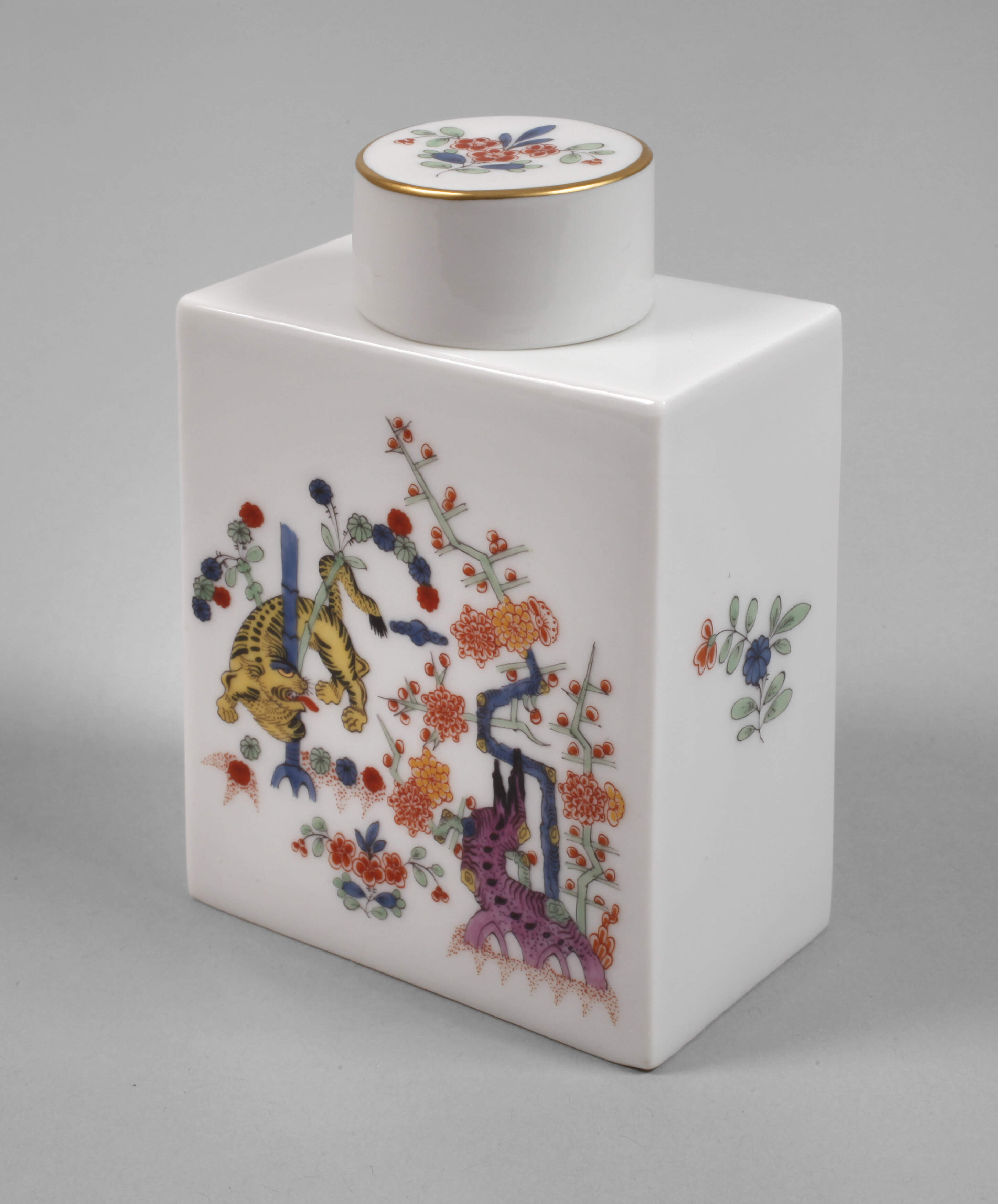 Meissen Teedose Kakiemondekor