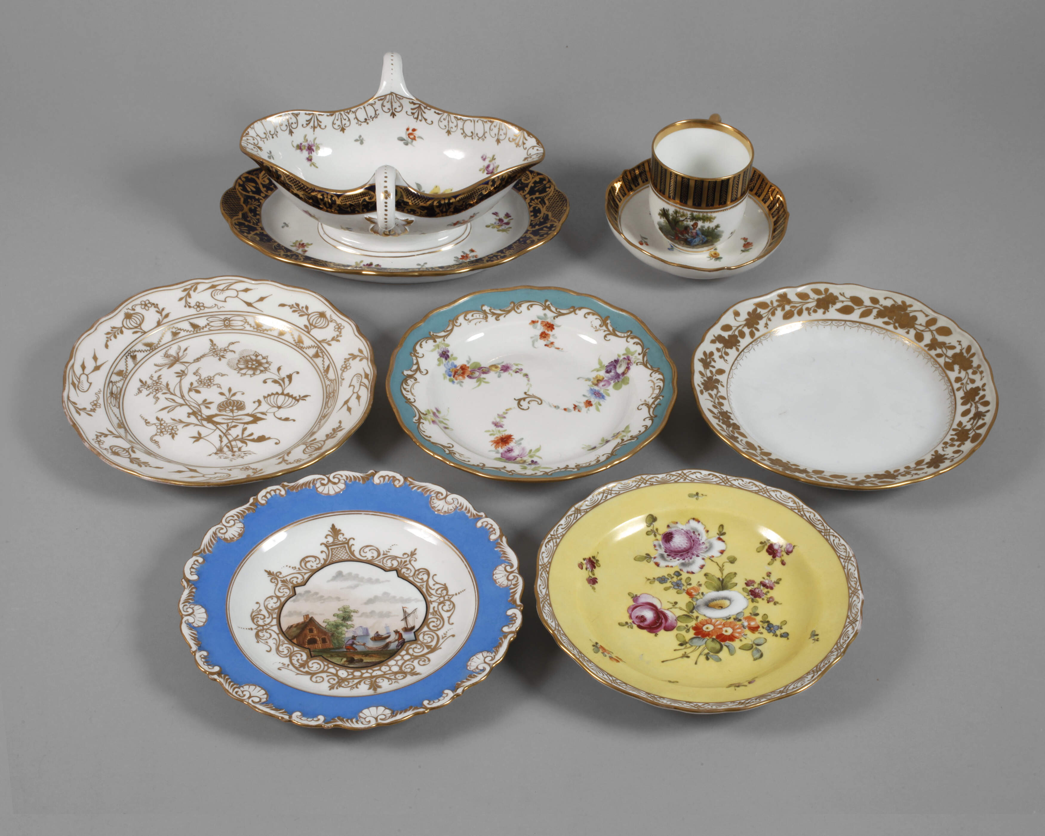 Meissen Konvolut Blumen- und Figurenmalerei