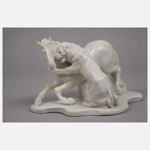 Nymphenburg "Löwe, Pferd anfallend"