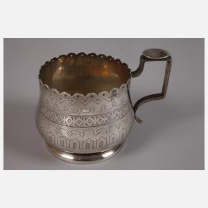 Zwei russische Teeglashalter Silber