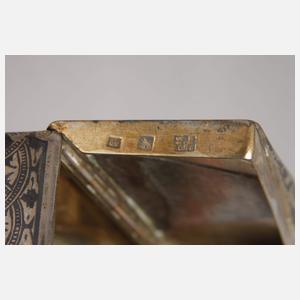 Silber kleine Schatulle Niellotechnik