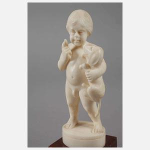 Knabe mit Dackel Elfenbein