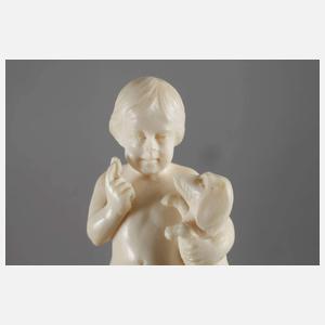 Knabe mit Dackel Elfenbein