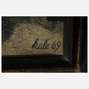 Kale, Löwenpaar in felsiger Landschaft