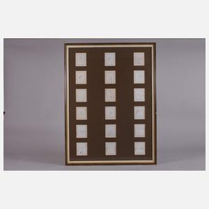 18 humoristische Zeichnungen in einem Rahmen