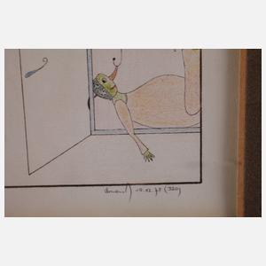 18 humoristische Zeichnungen in einem Rahmen