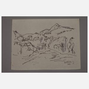 Albert Hennig, Häuser in gebirgiger Landschaft