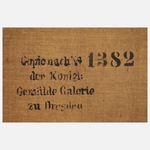 "Waldweg mit hineinreitendem Jäger" nach C. Vroom