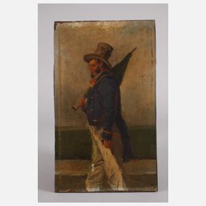 Biedermeierbildnis, Mann mit Schirm