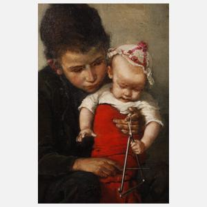 Emil Strecker, "Junge spielt mit Kind"