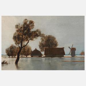 Abendlandschaft mit Hochwasser