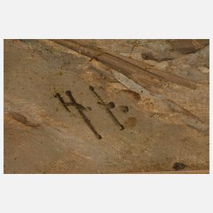 Schloss in abendlicher Winterlandschaft