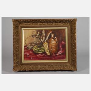 H. Assmann, Stillleben mit Vase und Herbstgemüse