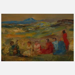 Wilhelm Beindorf, Gesellschaft in Sommerlandschaft