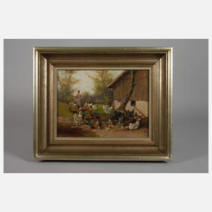 Max Hänger sen., Prächtiges Federvieh vor der Scheune