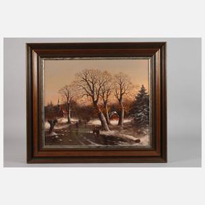 Helmut Kips, "Idyllische Winterlandschaft im Abendrot"