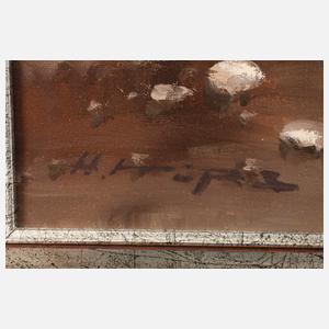 Helmut Kips, "Idyllische Winterlandschaft im Abendrot"