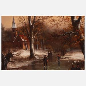 Helmut Kips, "Idyllische Winterlandschaft im Abendrot"