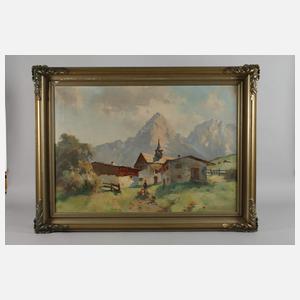 Fritz Müller-Schwaben, Sonnenspitze mit Bergdorf in Tirol