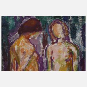 Ludolf Verworner, attr., Mädchenakte im Wald