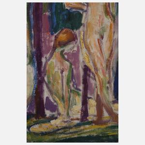 Ludolf Verworner, attr., Mädchenakte im Wald