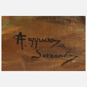 Küstenpartie vor Sorrent mit rastendem Mädchen