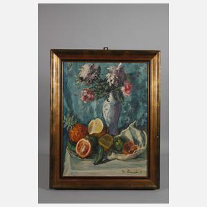 Stillleben mit Blumen und Südfrüchten