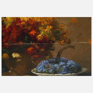 Blumenstillleben mit Teekessel