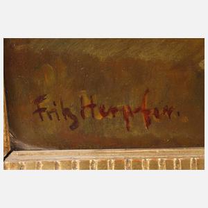 Fritz Herpfer, Blumenstillleben mit Früchten