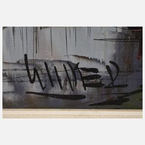 Walter Prescher van Ed, Hafenansicht mit Stadt