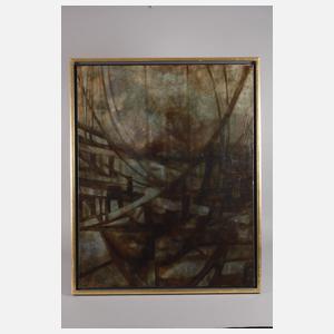 Abstraktion in Graublau und Braun