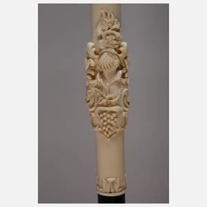 Flanierstock mit Familienwappen