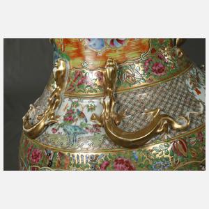 Riesige Kantonvase Rose Medaillon