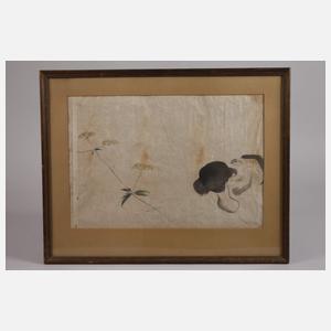 Tuschpinselzeichnung mit Pilzen