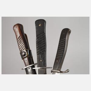 Drei Grabendolche 1. Weltkrieg