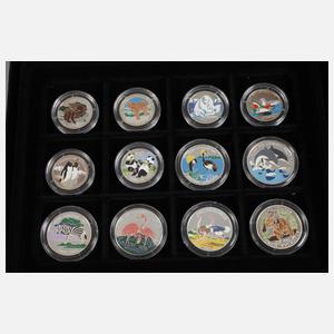 Konvolut Silbermünzen Farbprägungen