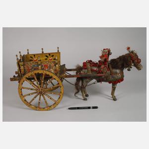 Krippenfigur als sizilianischer Karren mit Maultier