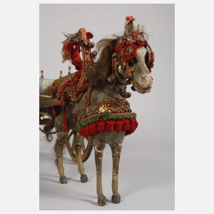 Krippenfigur als sizilianischer Karren mit Maultier